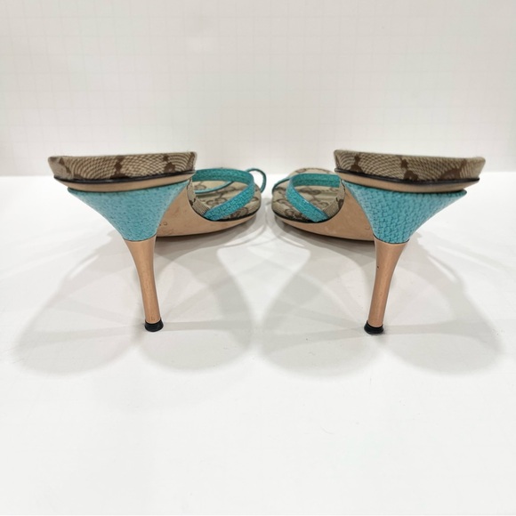 Gucci GG Logo Monogram Turquoise Strappy Heels - Picture 3 of 7